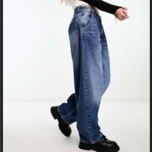 Bershka Skater Dark Wash Blue Jeans